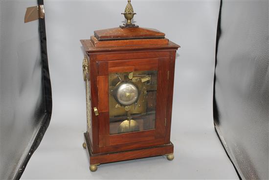 A Regency brass inset mahogany bracket clock by Turk of Sittingbourne, with painted dial and twin fusee movement, height 51cm